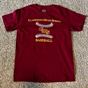 Claremont-Mudd-Scripps unique burgundy Short Sleeve Tee, youth large